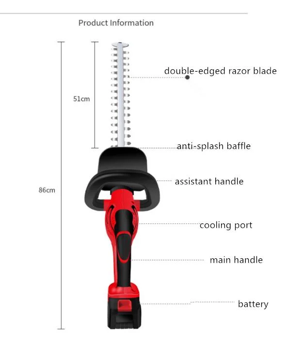 14 Cutting Length 550W Electric Hedge Cutter Corded Hedge Trimmer